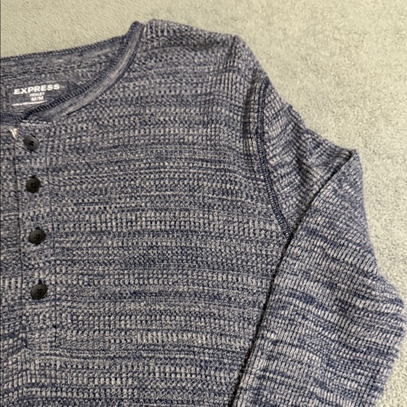 Express Heathered Navy Long Sleeve Henley : GREAT CONDITION - Picture 3 of 5